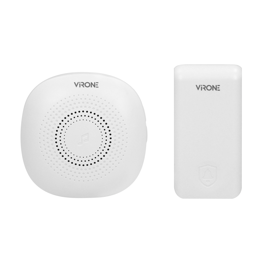 PRESSO AC wireless doorbell with learning system and kinetic push-button, 36 ringtones, communication range of 100m in an open a